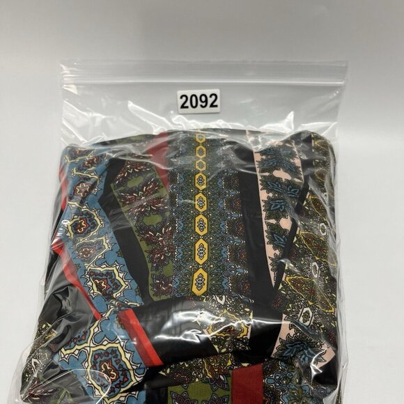 Tahari Tile Stripe Maxi Dress Size S Jersey Stretch Black Multicolored Bohemian - Picture 14 of 14